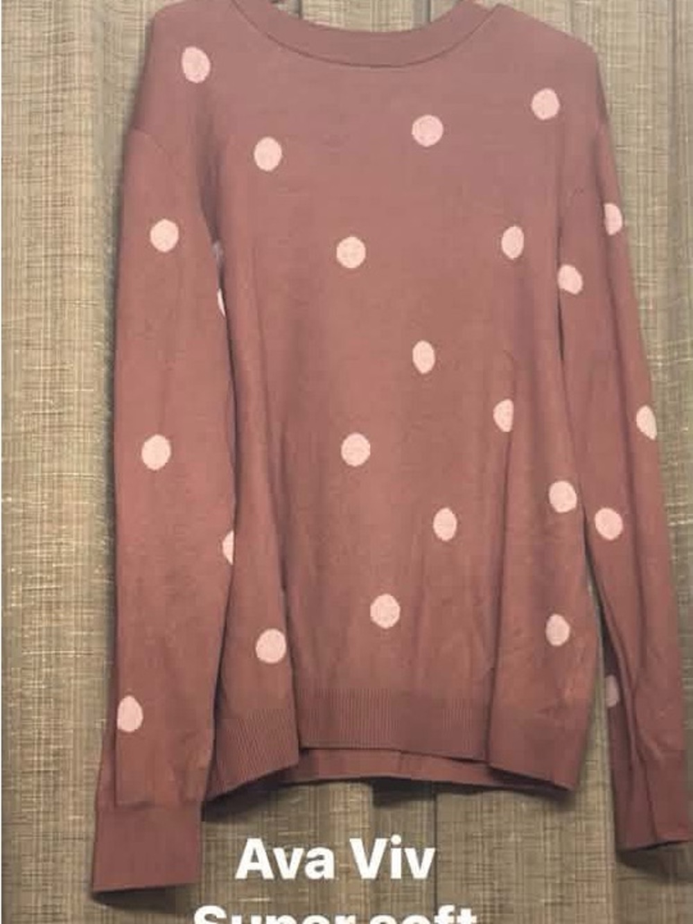 Ava Viv Pink Polka Dot Crewneck Sweater size 1X VGUC
